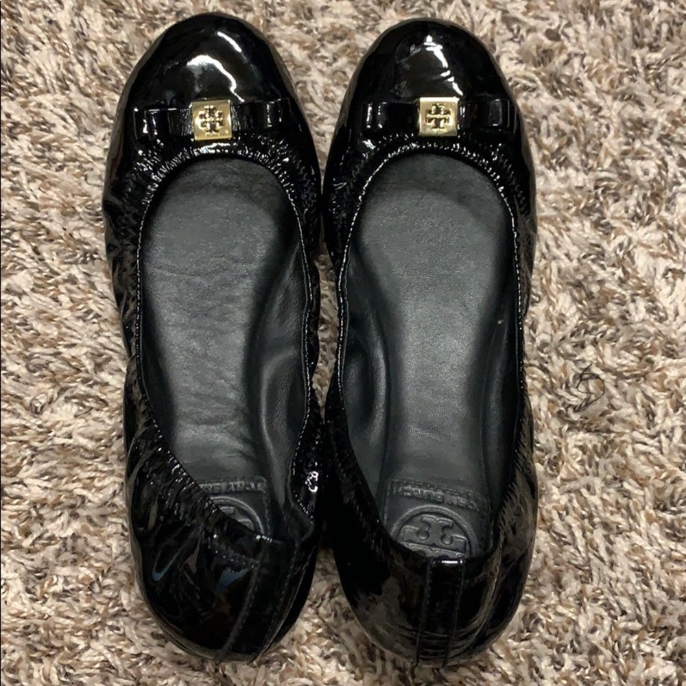 Tory Burch black patent leather ballet flats